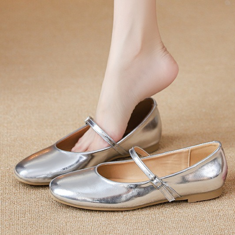 Shoes For Women Flats - Zapatos planos de Ballet plateados para