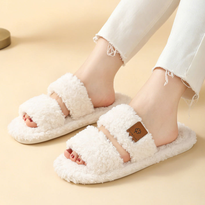 Fluffy Fur Slipper - Pantuflas de Casa para Mujer, Suela
