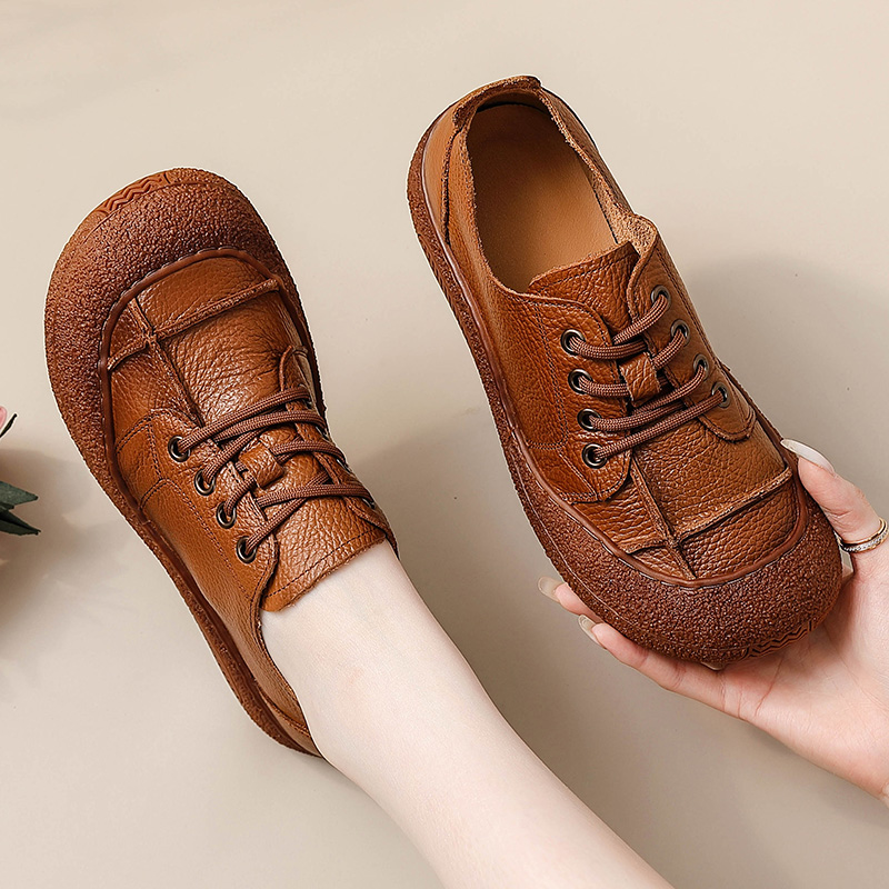 Zapatos retro de cuero genuino - Women'S Shoes For Wide Feet reseña y precio