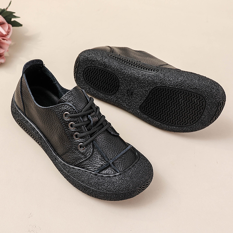 Zapatos retro de cuero genuino - Women'S Shoes For Wide Feet reseña y precio