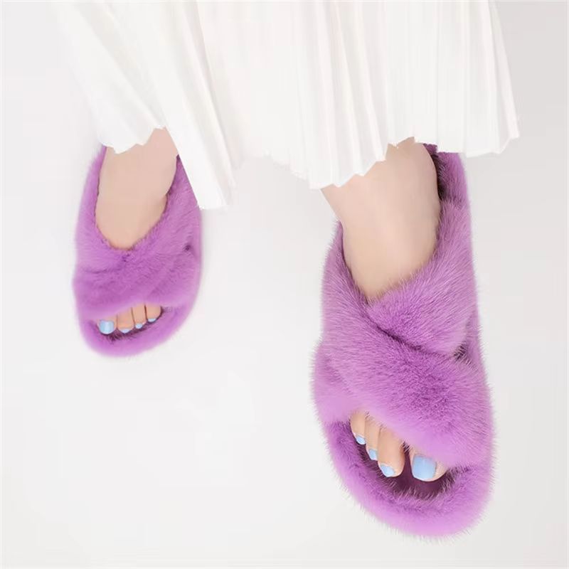 Pantuflas de piel de visón par - Fluffy Fur Slipper reseña y precio